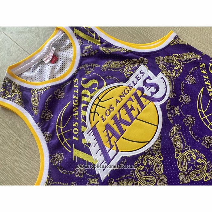 Camiseta Los Angeles Lakers Kobe Bryant #24 Mitchell & Ness 2007-08 Violeta2